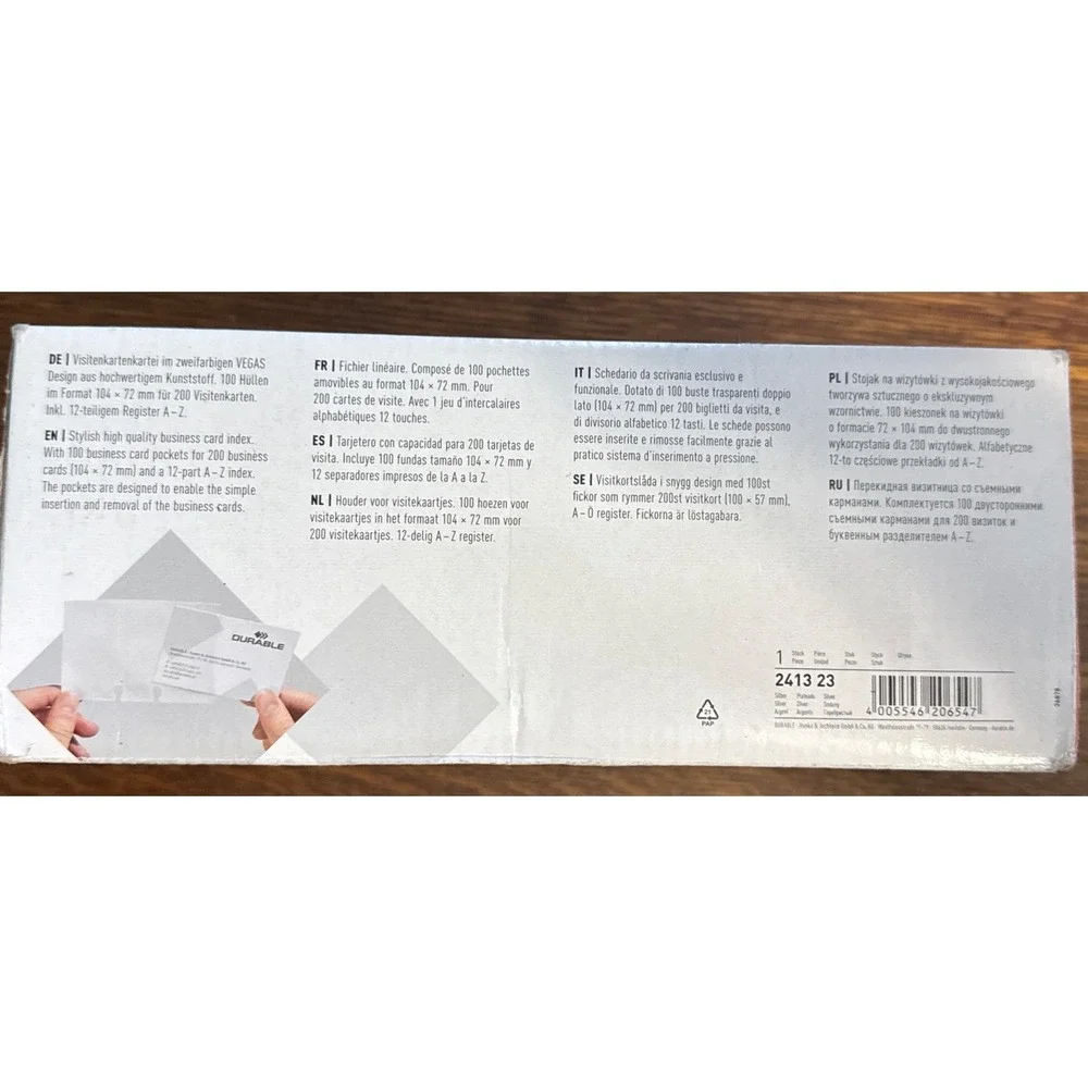 Durable 2413/23 VISIFIX Vegas Plastic Desk Business‎ Card File